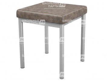 Банкетка 1-местная мягкая 380х380х420 мм 261-С.КЧ (обивка - экокожа коричневый, м/к серый)