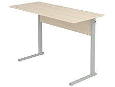 Стол школьный 2-местный 6 г/р нерегулируемый СТОу2.6-С.Д (дуб "Молочный", м/к серый, прямоугольная труба)