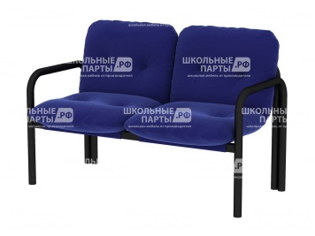 Диван 2-местный со съемными подушками 1160х750х460/800 мм 792.2-СН (обивка - флок синий, м/к черный, круглая труба)