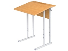 Стол с наклоном столешницы 10° школьный 1-местный 3-5 г/р регулируемый СТОрП1.35 (бук, м/к серый, квадратная труба)