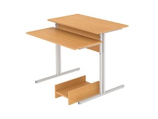 Стол для кабинета информатики компьютерный 1-местный школьный СТКм1 (бук, м/к серый, квадратная труба)