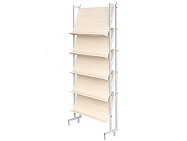 Стеллаж библиотечный демонстрационный с наклонными полками СБЭ1-С.Д (дуб "Молочный", м/к серый, квадратная труба)