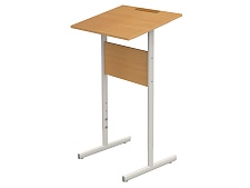 Стол-конторка для работы стоя 2-4 г/р для школьника, наклон 10° СТСо1 (бук, м/к серый, плоскоовальная труба)