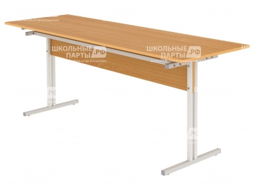 Стол для школьной столовой обеденный 6-местный для табуретов 5 г/р СТЛт6.5-С.Б (бук "Бавария", м/к серый, квадратная труба)