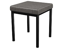 Банкетка 1-местная мягкая 380х380х420 мм 261-261-Ч.КЧ (обивка - экокожа коричневый, м/к черный)