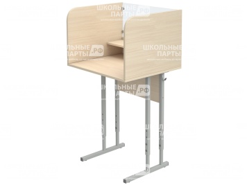 Стол 1-местный лингафонный 4-6 г/р регулируемый школьный СТИр1.46-С.Д (дуб "Молочный", м/к серый, квадратная труба)