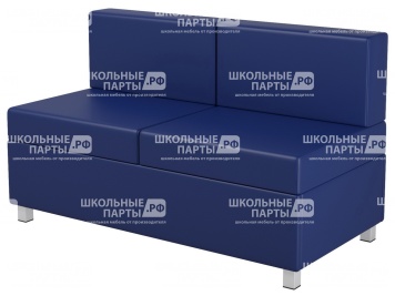 Диван 2-местный модульный на металлокаркасе 1200х610х425/720 мм 790.2-СН (обивка - экокожа синий, м/к квадратная труба)