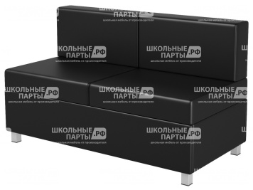 Диван 2-местный модульный на металлокаркасе 1200х610х425/720 мм 790.2-Ч (обивка - экокожа черный, м/к квадратная труба)