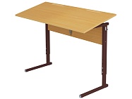 Стол с наклоном столешницы 0-35° школьный 2-местный 4-6 г/р регулируемый СТОну2.46 (бук, м/к коричневый, прямоугольная труба)