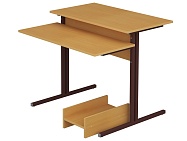 Стол для кабинета информатики компьютерный 1-местный школьный СТКм1-КЧ.Б (бук, м/к коричневый, квадратная труба)