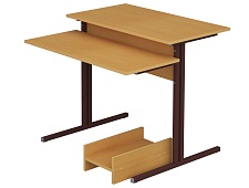 Стол для кабинета информатики компьютерный 1-местный школьный СТКм1-КЧ.Б (бук, м/к коричневый, квадратная труба)