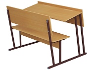 Парта-моноблок для аудиторий 2-местная со скамьей 6 г/р ПМА2-КЧ.Б (бук "Бавария", м/к коричневый, квадратная труба)