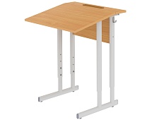 Стол с наклоном столешницы 10° школьный 1-местный 4-6 г/р регулируемый СТОроП1.46 (бук, м/к серый, плоскоовальная труба)