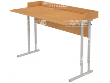 Стол для кабинета физики с бортом регулируемый 4-6 г/р СТФрб1.46-С.Б (бук, м/к серый, квадратная труба)