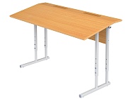 Стол с наклоном столешницы 10° школьный 2-местный 2-4 г/р регулируемый СТОрП2.24 (бук, м/к серый, квадратная труба)