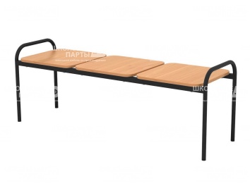 Банкетка 3-местная жесткая 1300х400х400/480 мм 763-Ч.О (ольха, м/к черный)