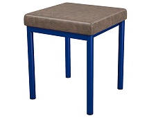 Банкетка 1-местная мягкая 380х380х420 мм 261-СН.КЧ (обивка - экокожа коричневый, м/к синий)