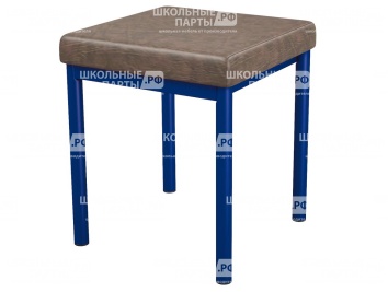 Банкетка 1-местная мягкая 380х380х420 мм 261-СН.КЧ (обивка - экокожа коричневый, м/к синий)