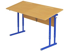 Стол с наклоном столешницы 0-35° школьный 2-местный 4-6 г/р регулируемый СТОн2.46-СН.Б (бук "Бавария", м/к синий, квадратная труба)