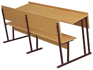 Парта-моноблок для аудиторий 3-местная со скамьей 6 г/р ПМА3-КЧ.Б (бук "Бавария", м/к коричневый, квадратная труба)