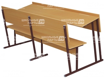 Парта-моноблок для аудиторий 3-местная со скамьей 6 г/р ПМА3-КЧ.Б (бук "Бавария", м/к коричневый, квадратная труба)